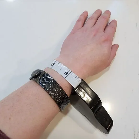 Coach Hinged Signature C and Black Crystal Bangle Bracelet - Picture 10 of 12